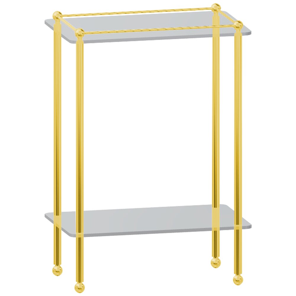 Valsan Bath Freestanding Traditional Two Tier Shelf Unit with Feet in Unlacquered Brass