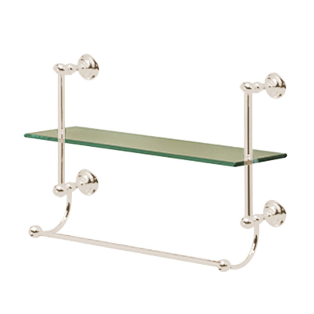 Valsan Bath Single Glass Shelf with Towel Bar in Satin Nickel