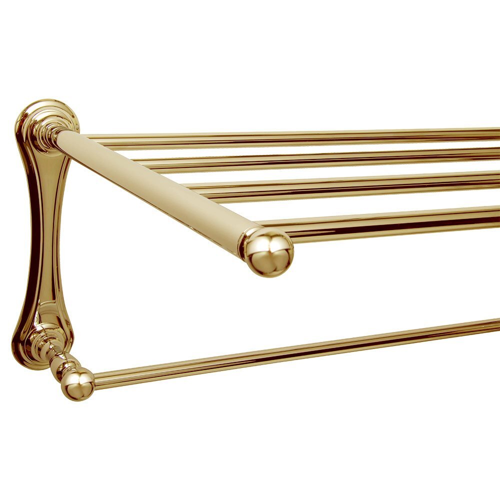 Valsan Bath Towel Rack with Towel Bar in Unlacquered Brass