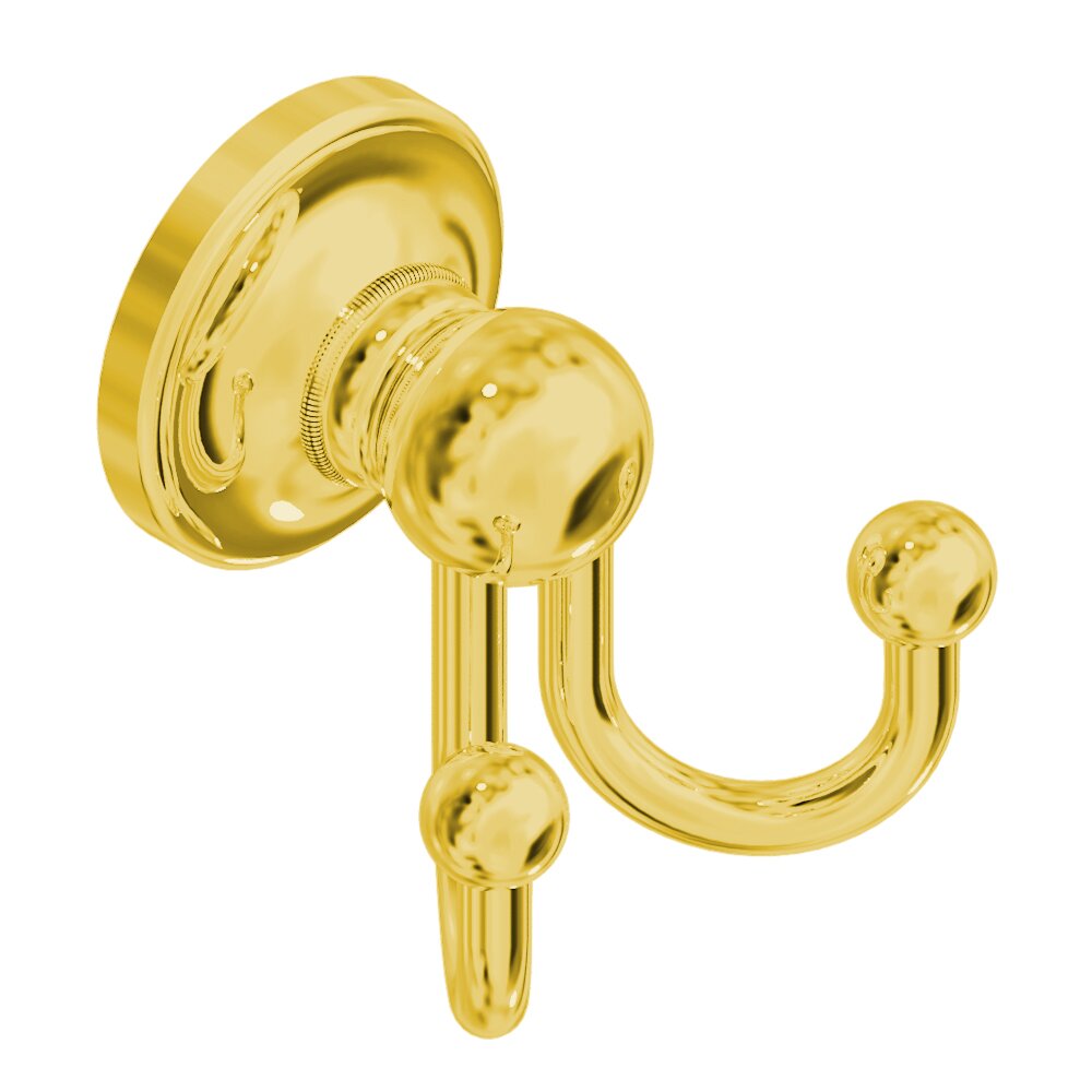 Valsan Bath Double Robe Hook in Unlacquered Brass