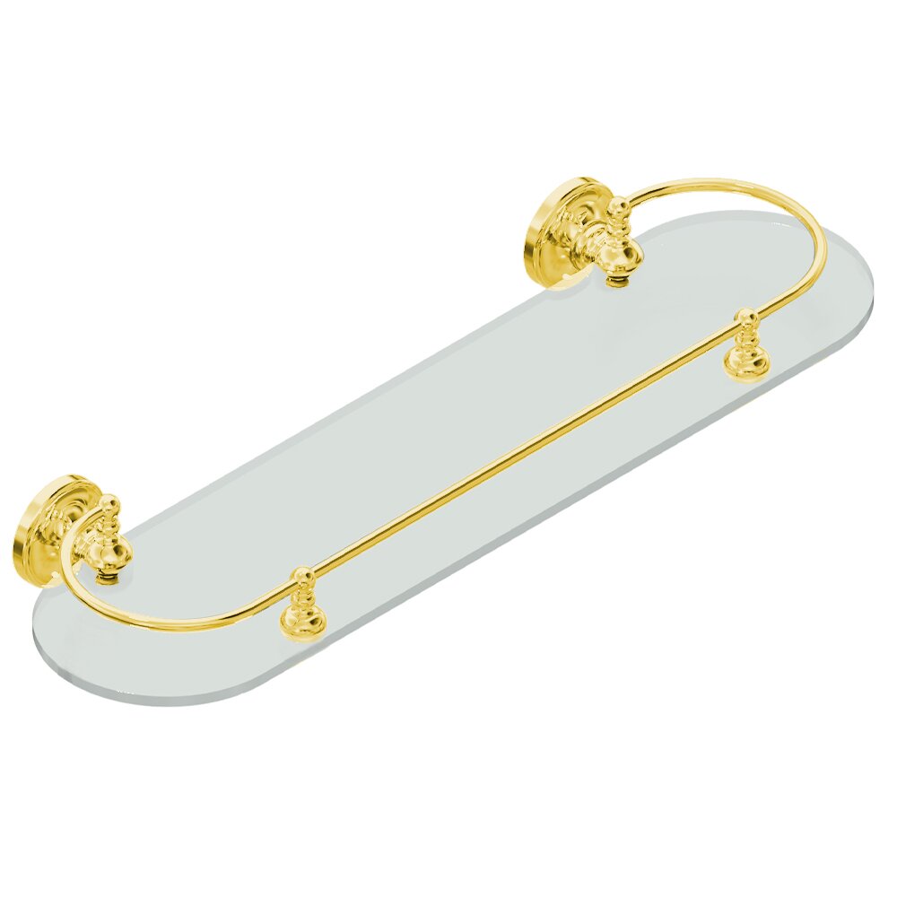 Valsan Bath Glass Shelf with Gallery in Unlacquered Brass