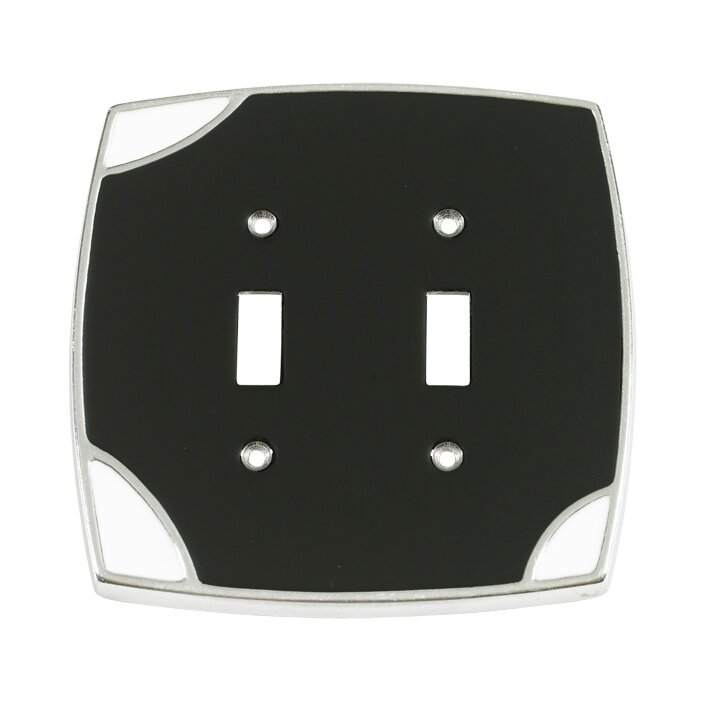 Salo Art Design Double Toggle Wallplate in Black with White Accents