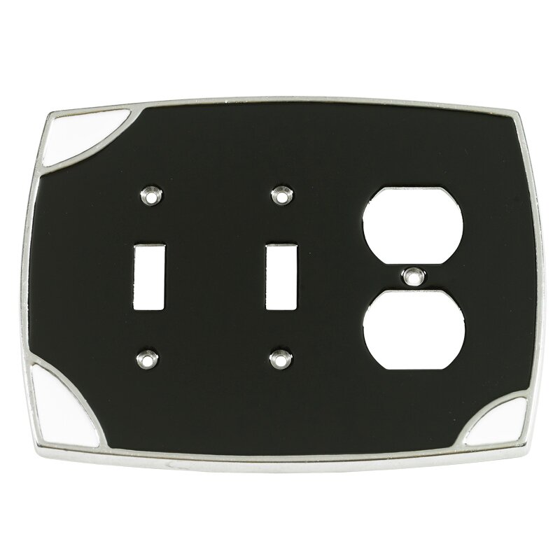 Salo Art Design Double Toggle/Duplex Wallplate in Black with White Accents