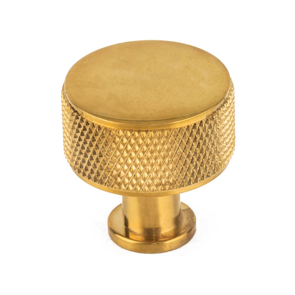 Vesta Hardware 1" Cylinder Knurled Knob in Unlacquered Brass