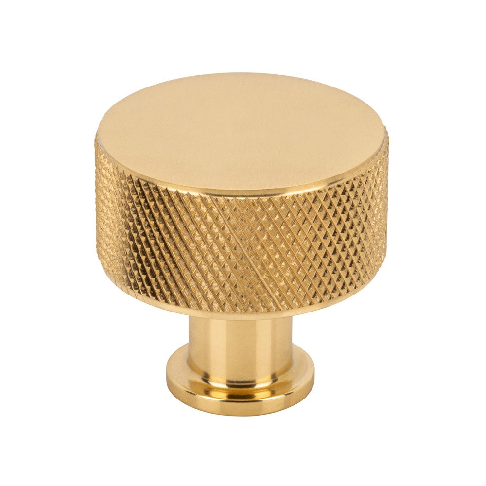 Vesta Hardware 1 1/8" Cylinder Knurled Knob in Polished Brass