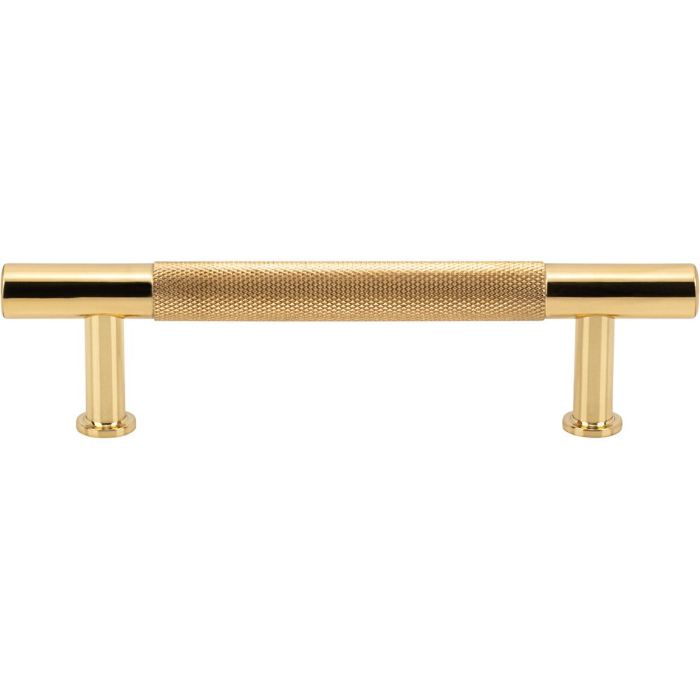 Vesta Hardware 3 3/4" Centers Knurled Bar Pull in Polished Brass