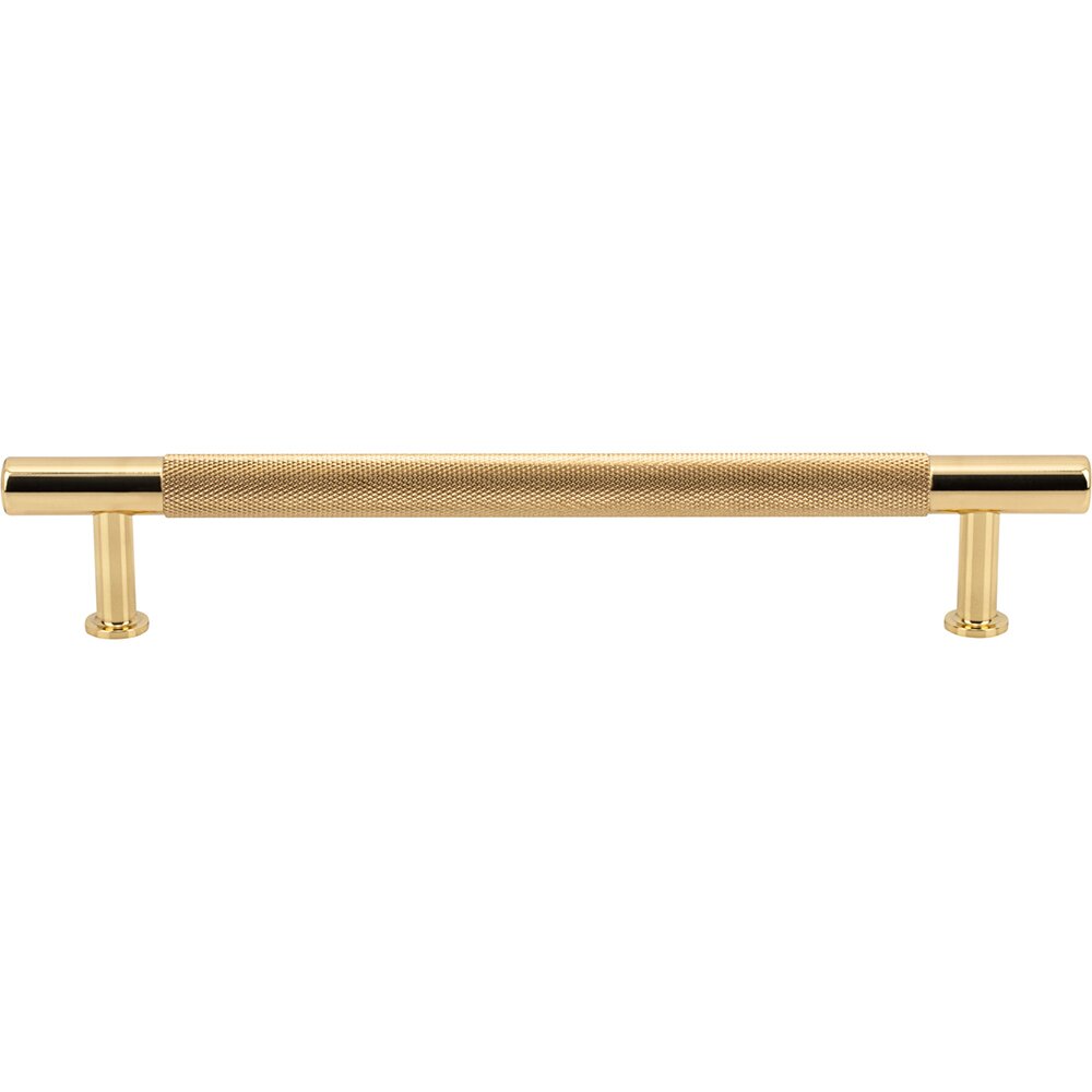 Vesta Hardware 6 5/16" Centers Knurled Bar Pull in Polished Brass