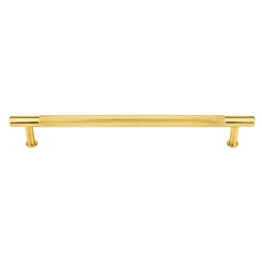 Vesta Hardware 12" Centers Knurled Appliance Pull in Unlacquered Brass