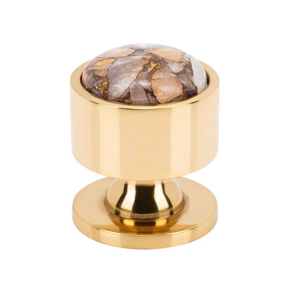 Vesta Hardware 1 1/8" Round Mohave Yellow Knob in Polished Brass