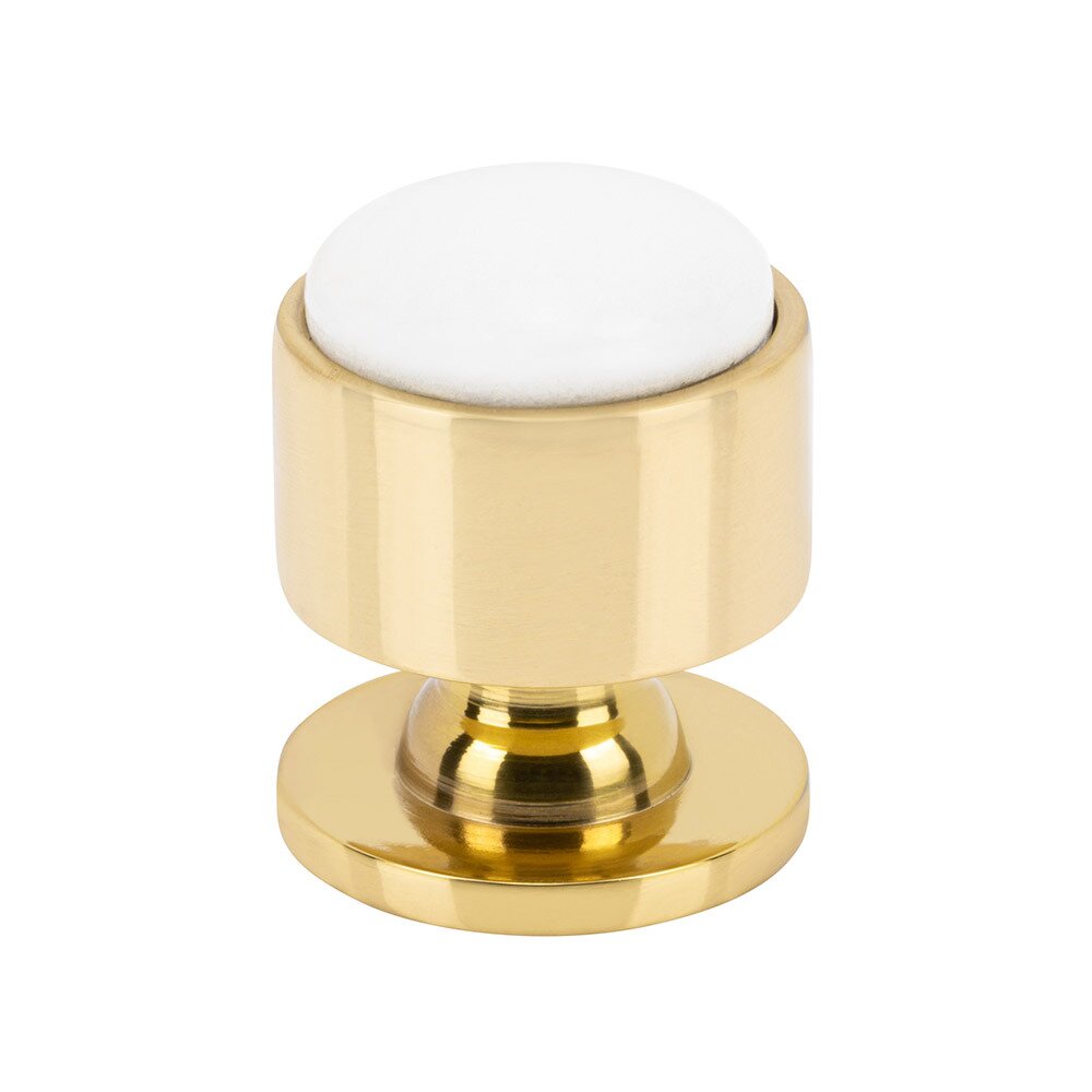 Vesta Hardware 1 1/8" Round Calacatta Gold Knob in Polished Brass