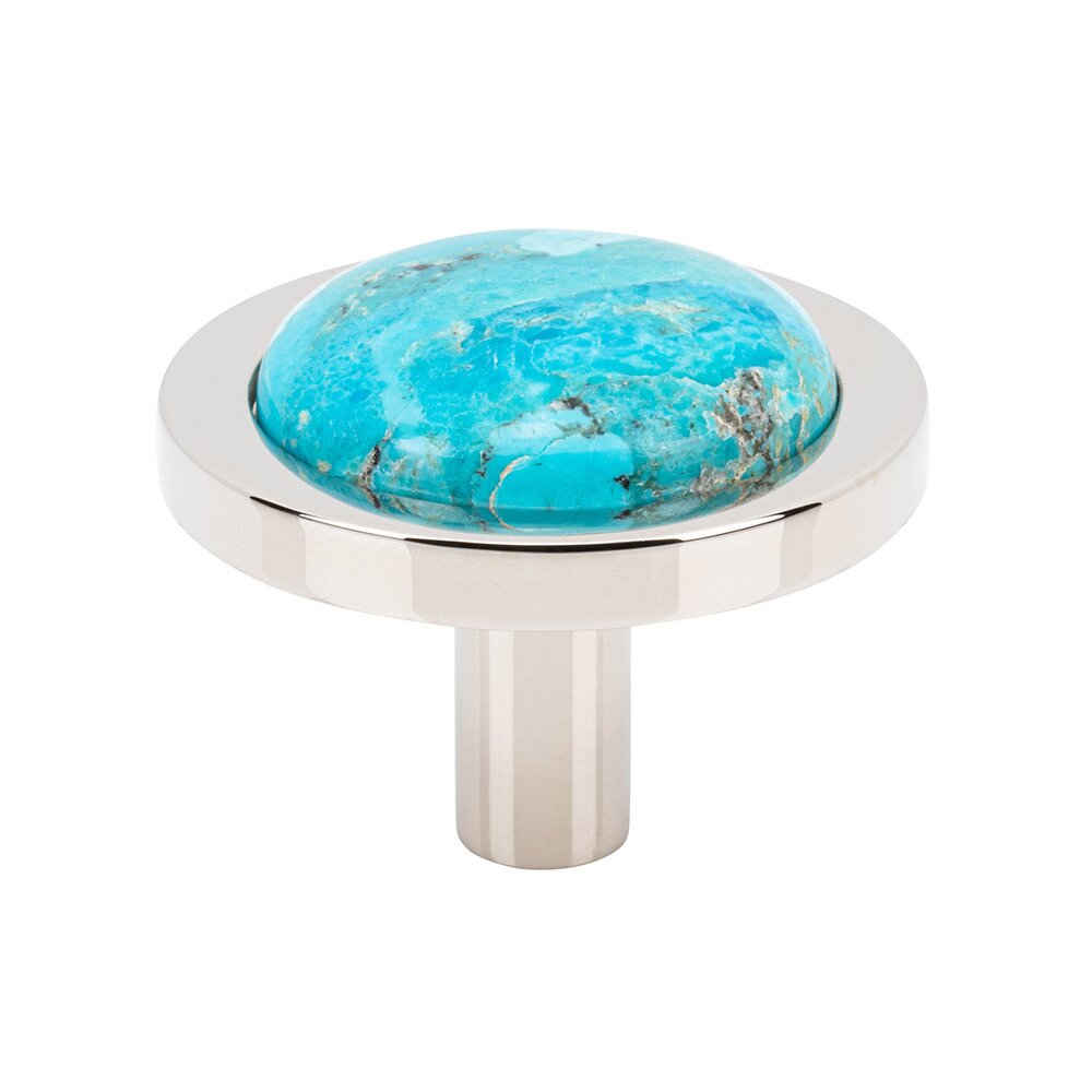 Vesta Hardware 1 9/16" Round Mohave Turquoise Knob in Polished Nickel