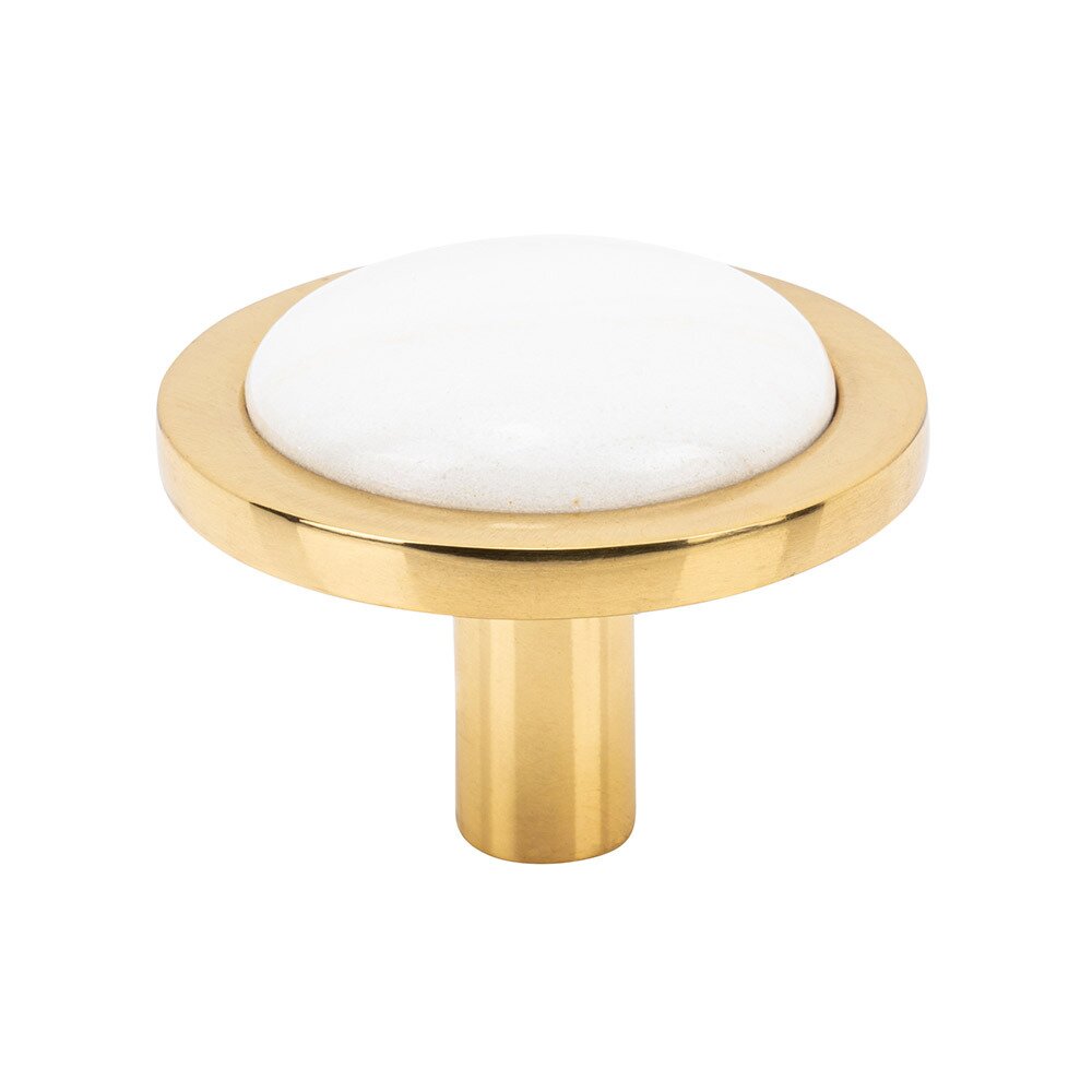 Vesta Hardware 1 9/16" Round Calacatta Gold Knob in Polished Brass