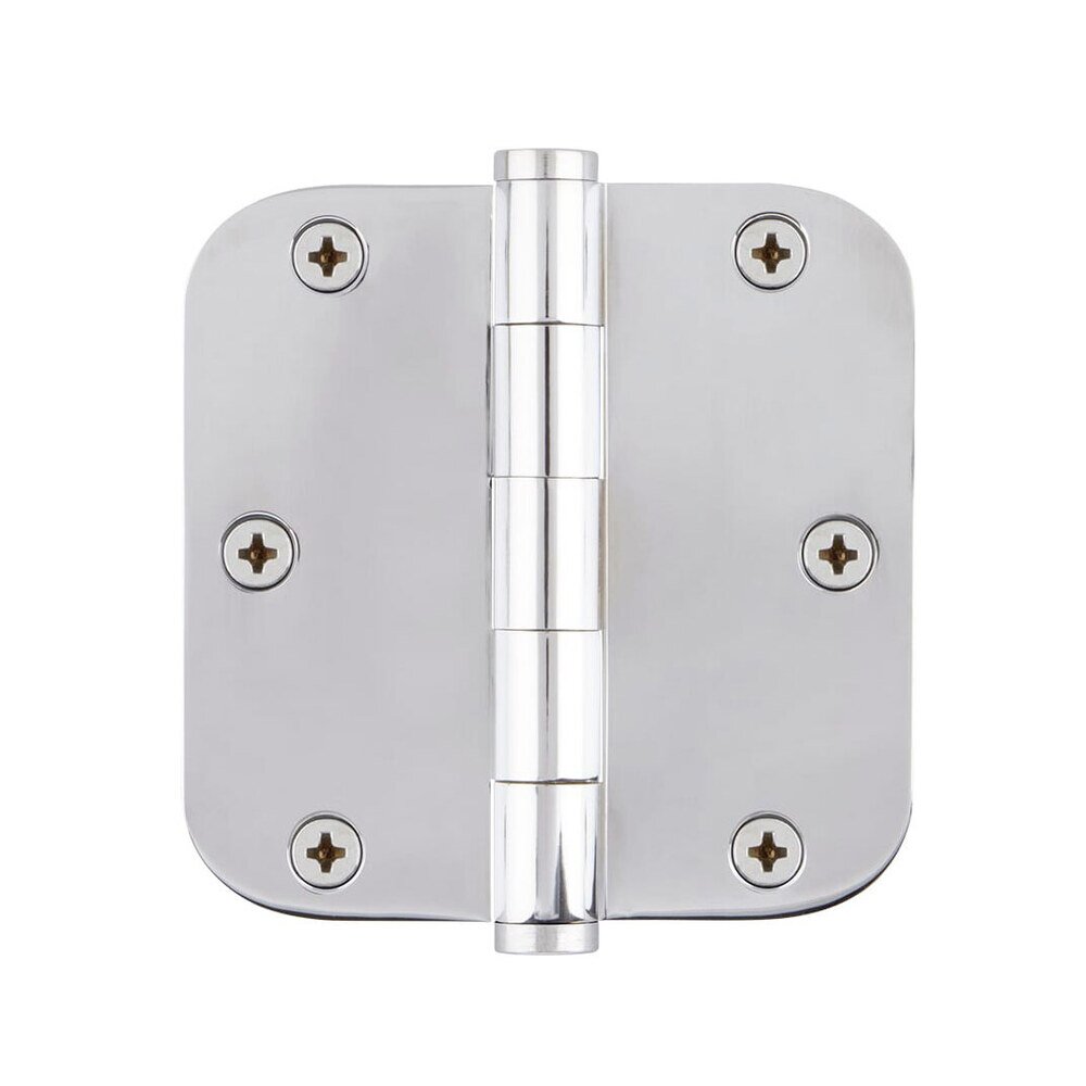 Viaggio 3 1/2" Button Tip Residential Hinge with 5/8" Radius Corners in Bright Chrome (Sold Individually)