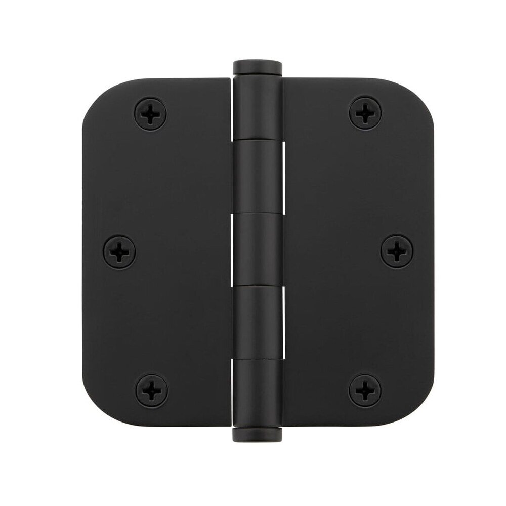 Viaggio 3 1/2" Button Tip Residential Hinge with 5/8" Radius Corners in Satin Black (Sold Individually)