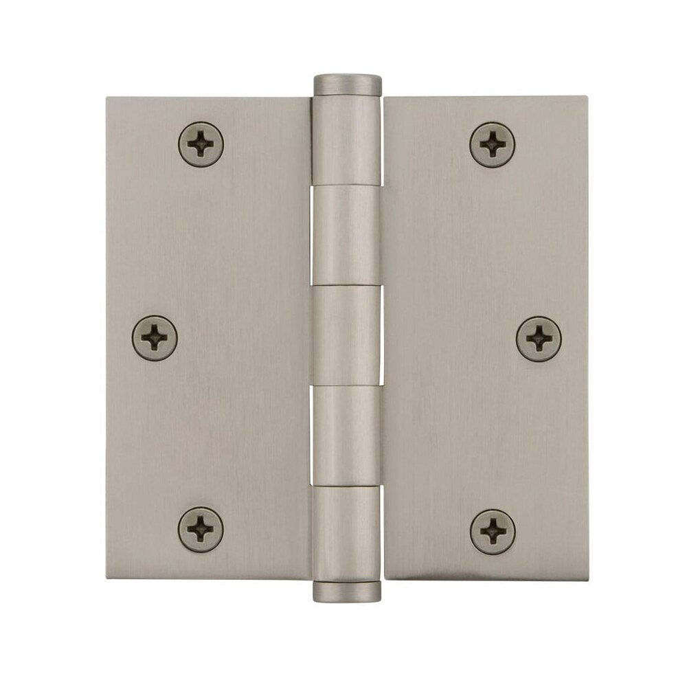 Viaggio 3 1/2" Button Tip Residential Hinge with Square Corners in Satin Nickel (Sold Individually)