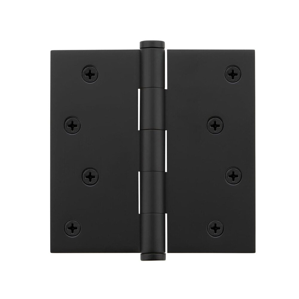 Viaggio 4" Button Tip Residential Hinge with Square Corners in Satin Black (Sold Individually)