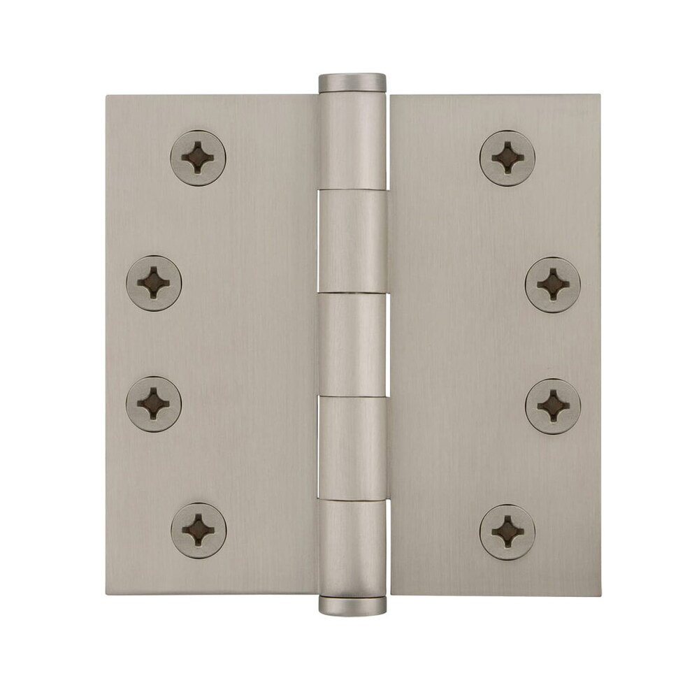 Viaggio 4" Button Tip Heavy Duty Hinge with Square Corners in Satin Nickel (Sold Individually)