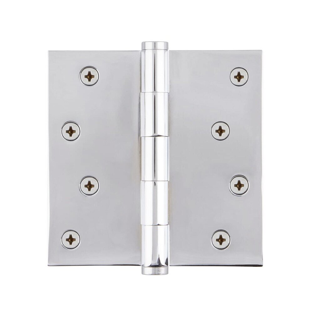 Viaggio 4" Button Tip Residential Hinge with Square Corners in Bright Chrome (Sold Individually)