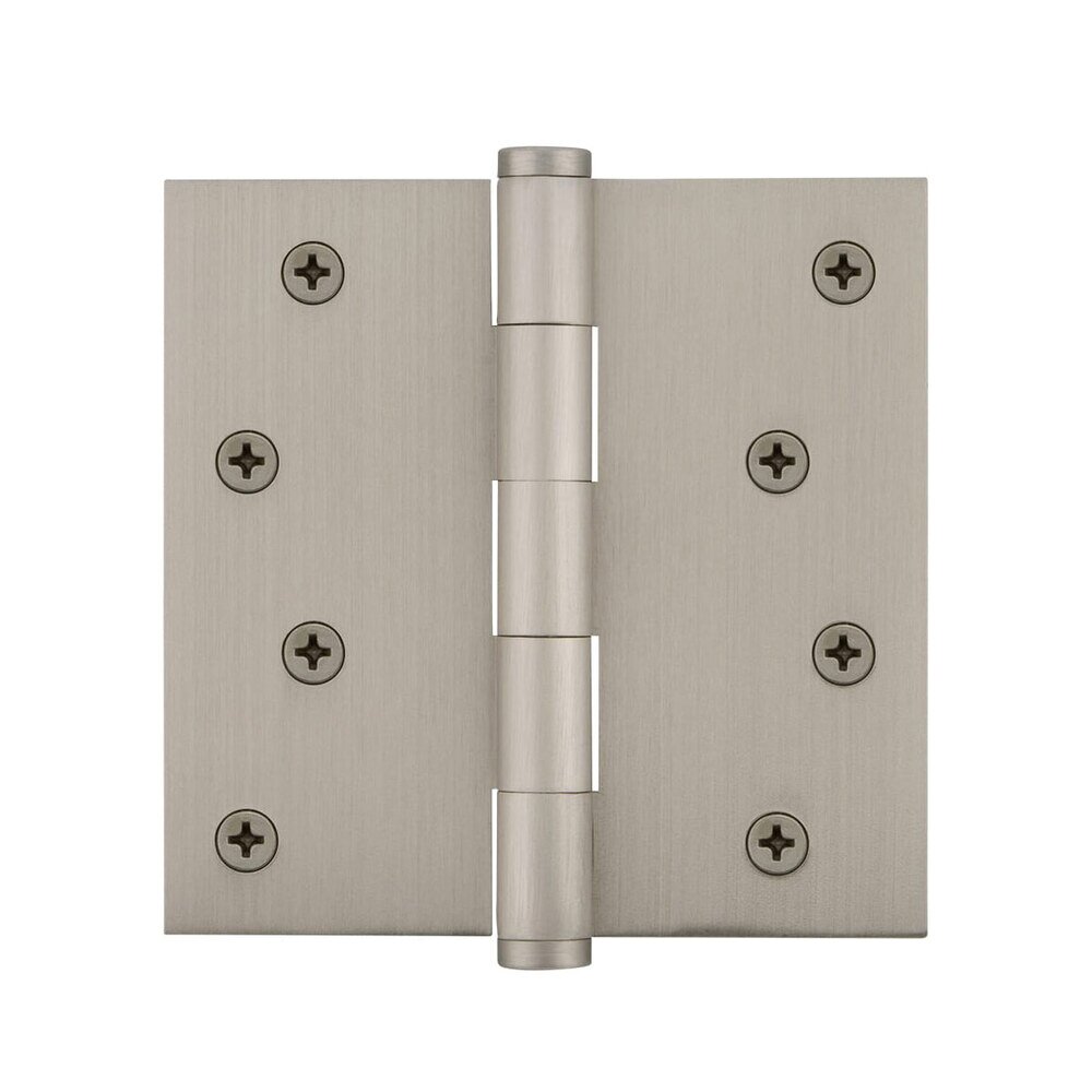 Viaggio 4" Button Tip Residential Hinge with Square Corners in Satin Nickel (Sold Individually)