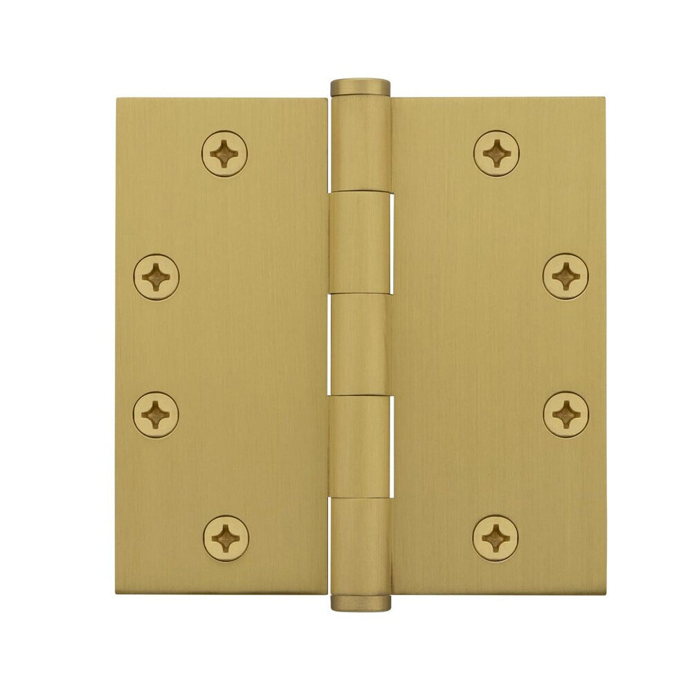 Viaggio 4.5" Button Tip Heavy Duty Hinge with Square Corners in Satin Brass (Sold Individually)