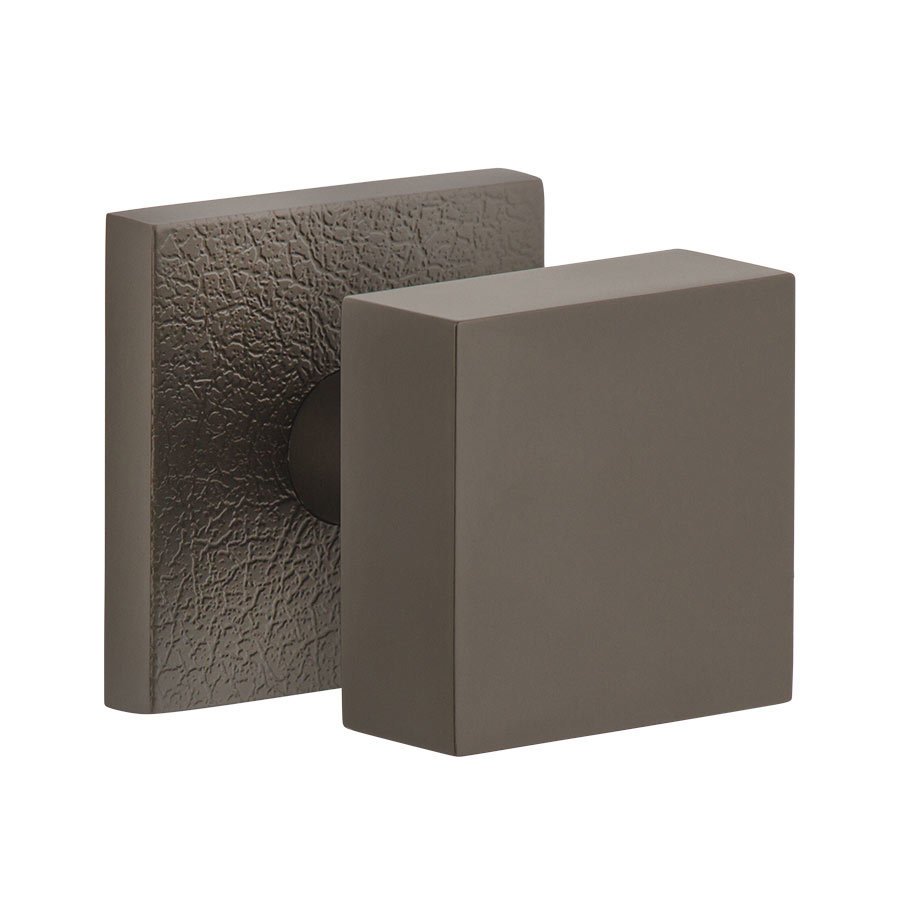 Viaggio Complete Passage Set - Quadrato Leather Rosette with Quadrato Brass Knob in Titanium Gray