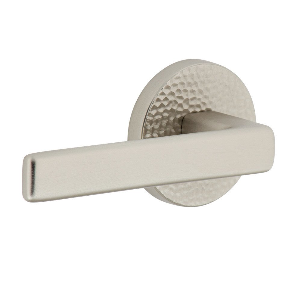 Viaggio Complete Passage Set  - Circolo Hammered Rosette with Left Handed Lusso Lever in Satin Nickel