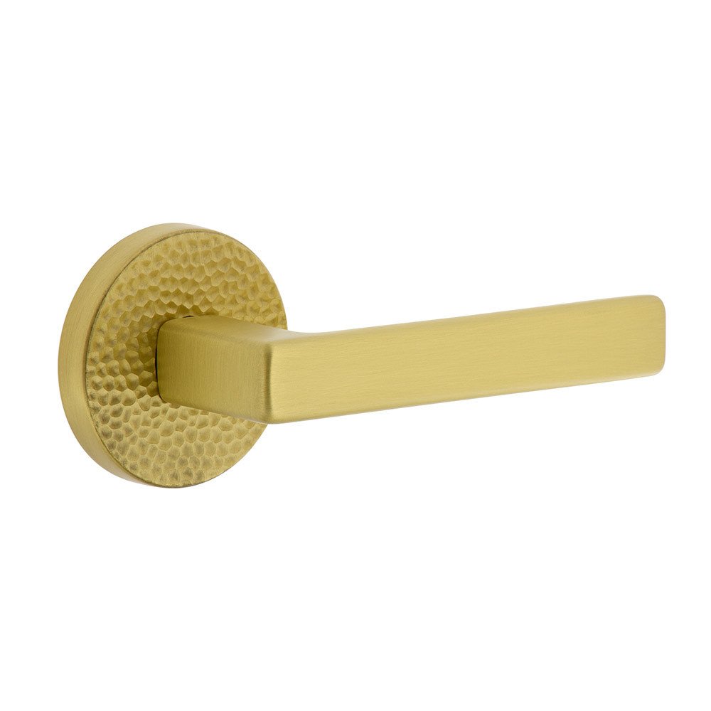Viaggio Complete Passage Set  - Circolo Hammered Rosette with Right Handed Lusso Lever in Satin Brass