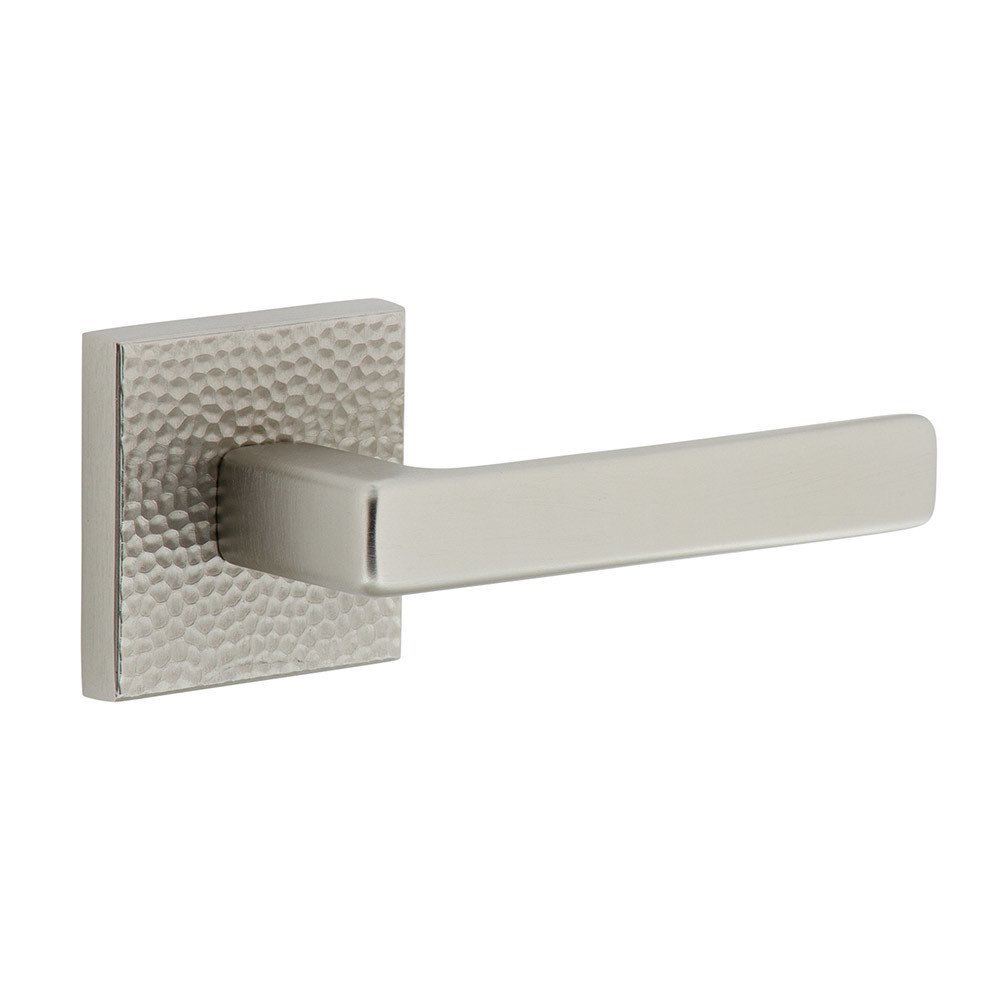 Viaggio Complete Passage Set  - Quadrato Hammered Rosette with Right Handed Lusso Lever in Satin Nickel