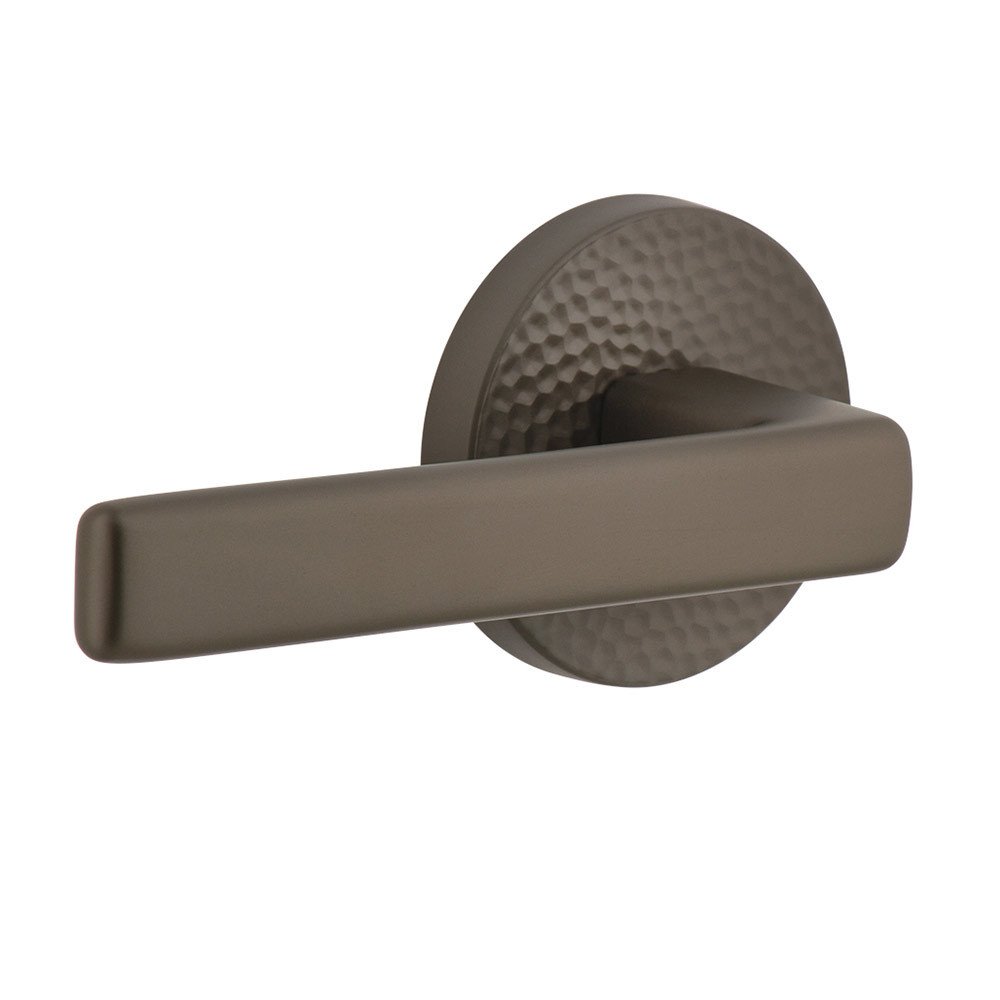 Viaggio Complete Passage Set  - Circolo Hammered Rosette with Left Handed Lusso Lever  in Titanium Gray
