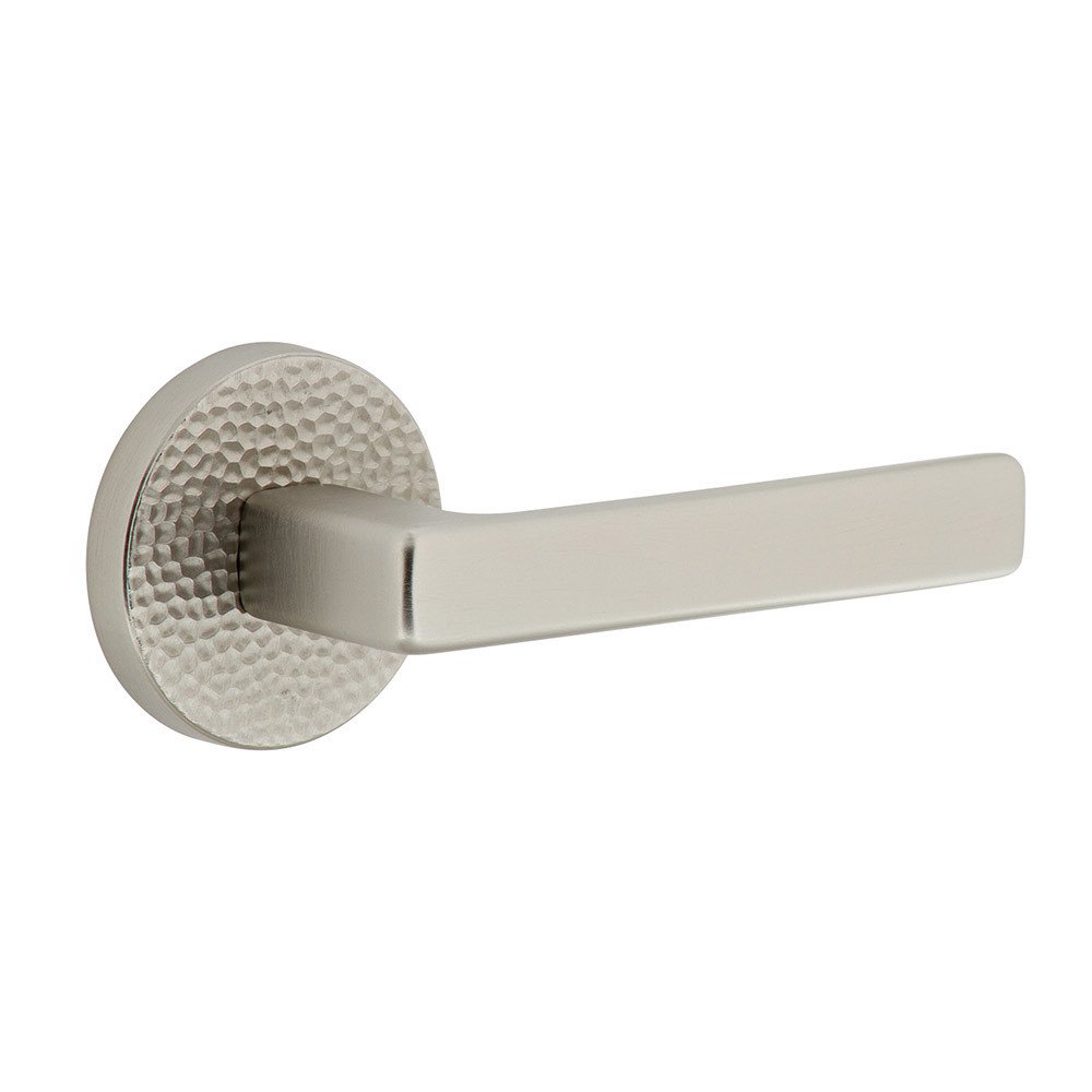 Viaggio Complete Passage Set  - Circolo Hammered Rosette with Right Handed Lusso Lever  in Satin Nickel