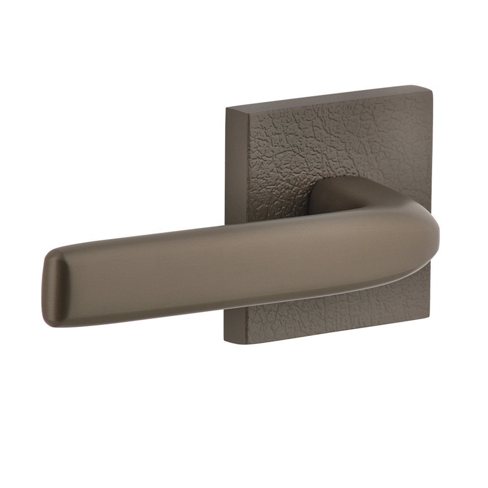 Viaggio Complete Passage Set  - Quadrato Leather Rosette with Left Handed Bella Lever  in Titanium Gray