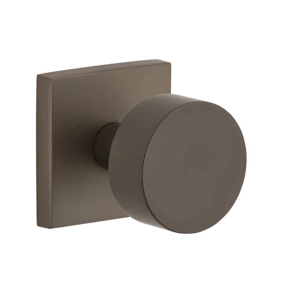 Viaggio Complete Privacy Set - Quadrato Rosette with Circolo Brass Knob in Titanium Gray