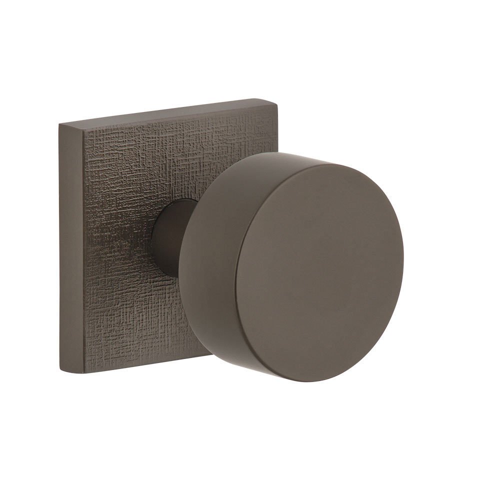 Viaggio Complete Privacy Set - Quadrato Linen Rosette with Circolo Brass Knob in Titanium Gray