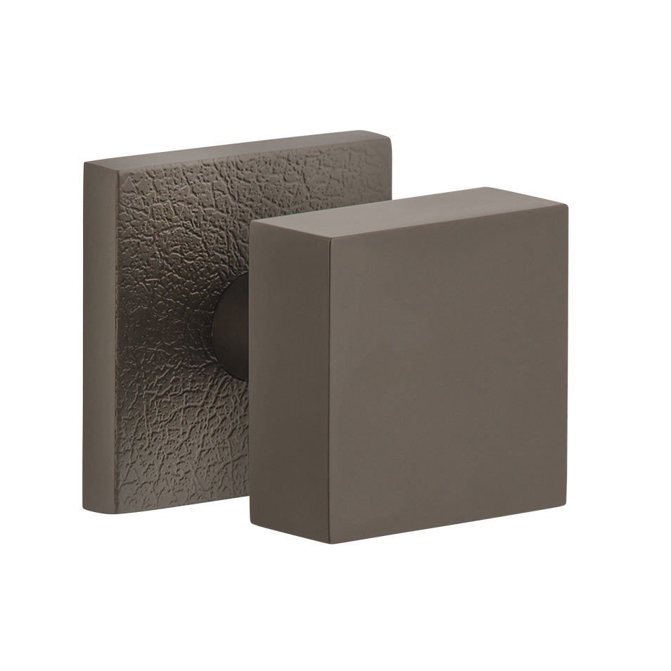 Viaggio Complete Privacy Set - Quadrato Leather Rosette with Quadrato Brass Knob in Titanium Gray