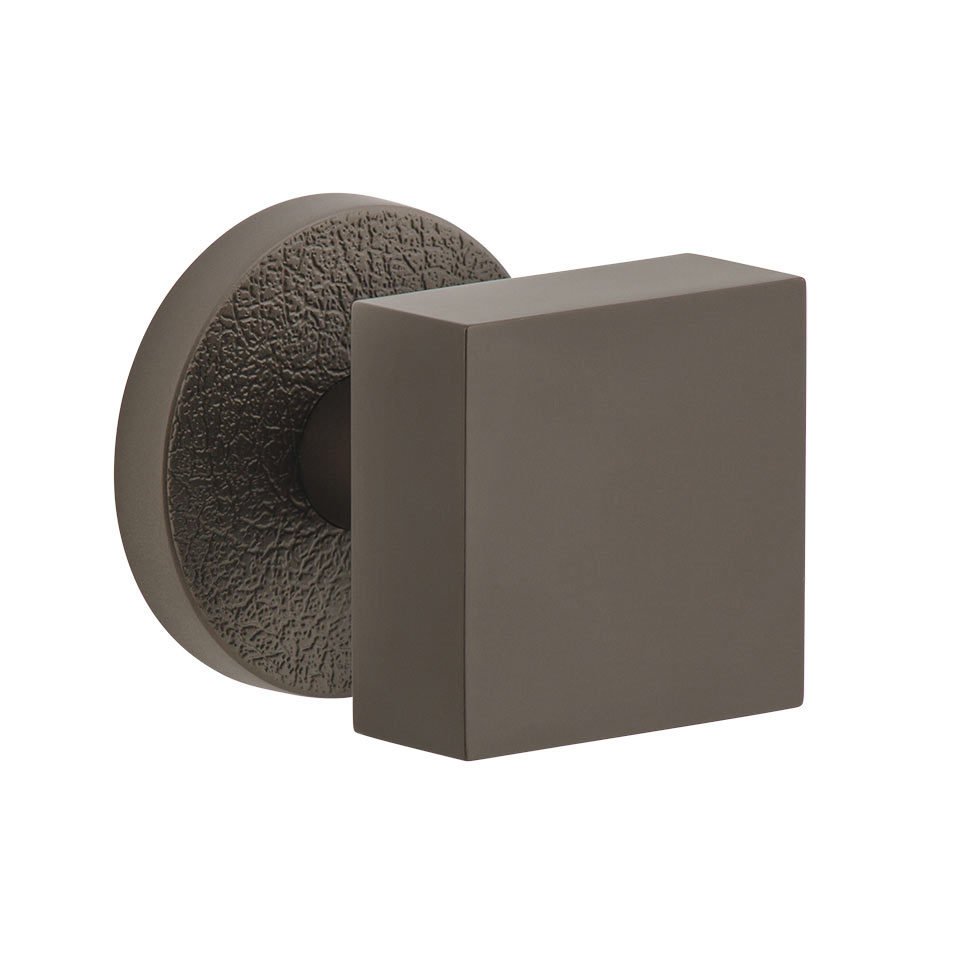 Viaggio Complete Privacy Set - Circolo Leather Rosette with Quadrato Brass Knob in Titanium Gray