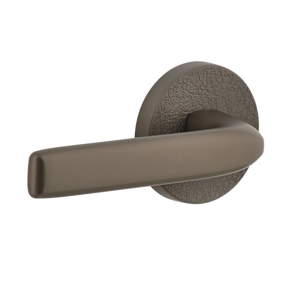 Viaggio Complete Privacy Set - Circolo Leather Rosette with Left Handed Bella Lever in Titanium Gray