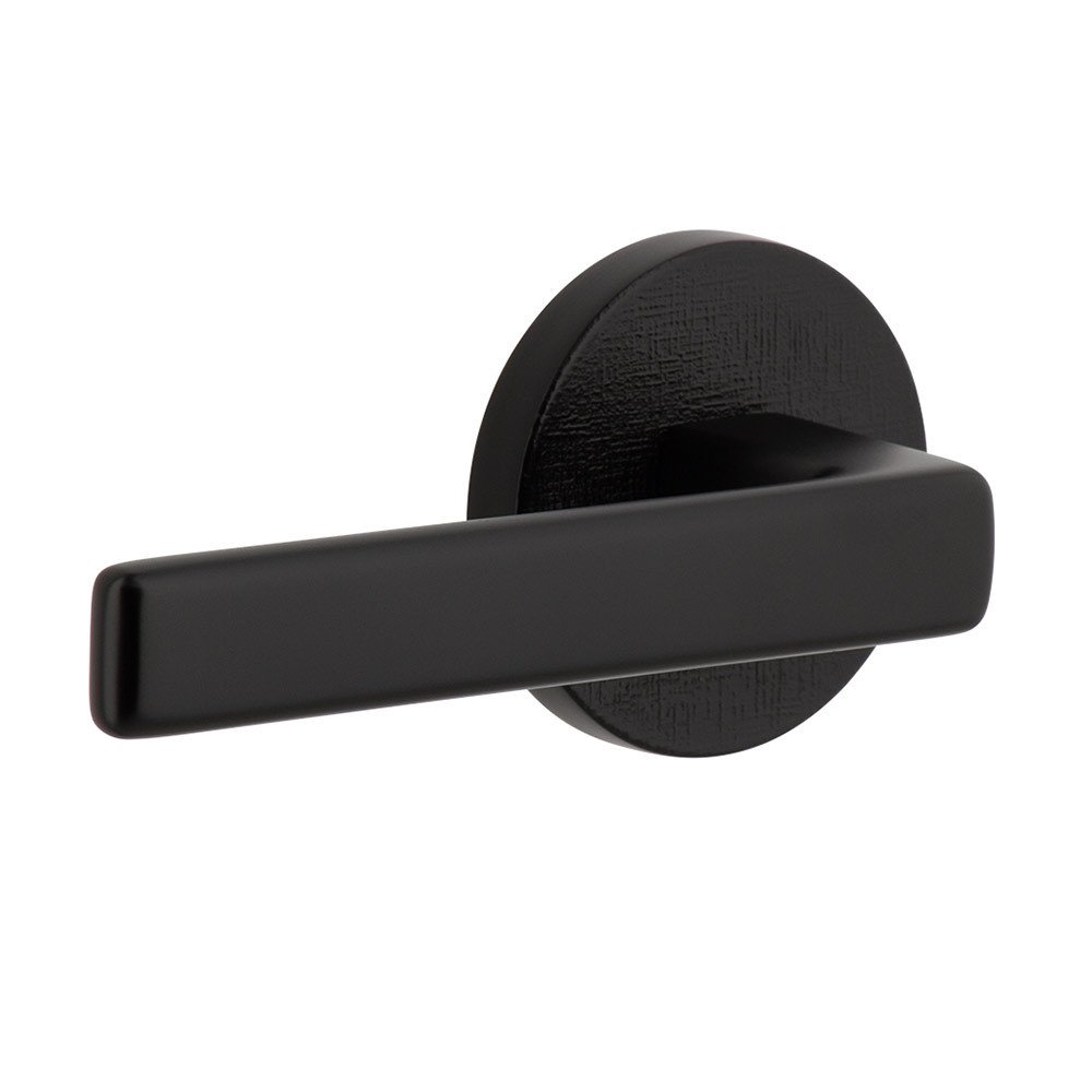 Viaggio Complete Privacy Set - Circolo Linen Rosette with Left Handed Lusso Lever in Satin Black