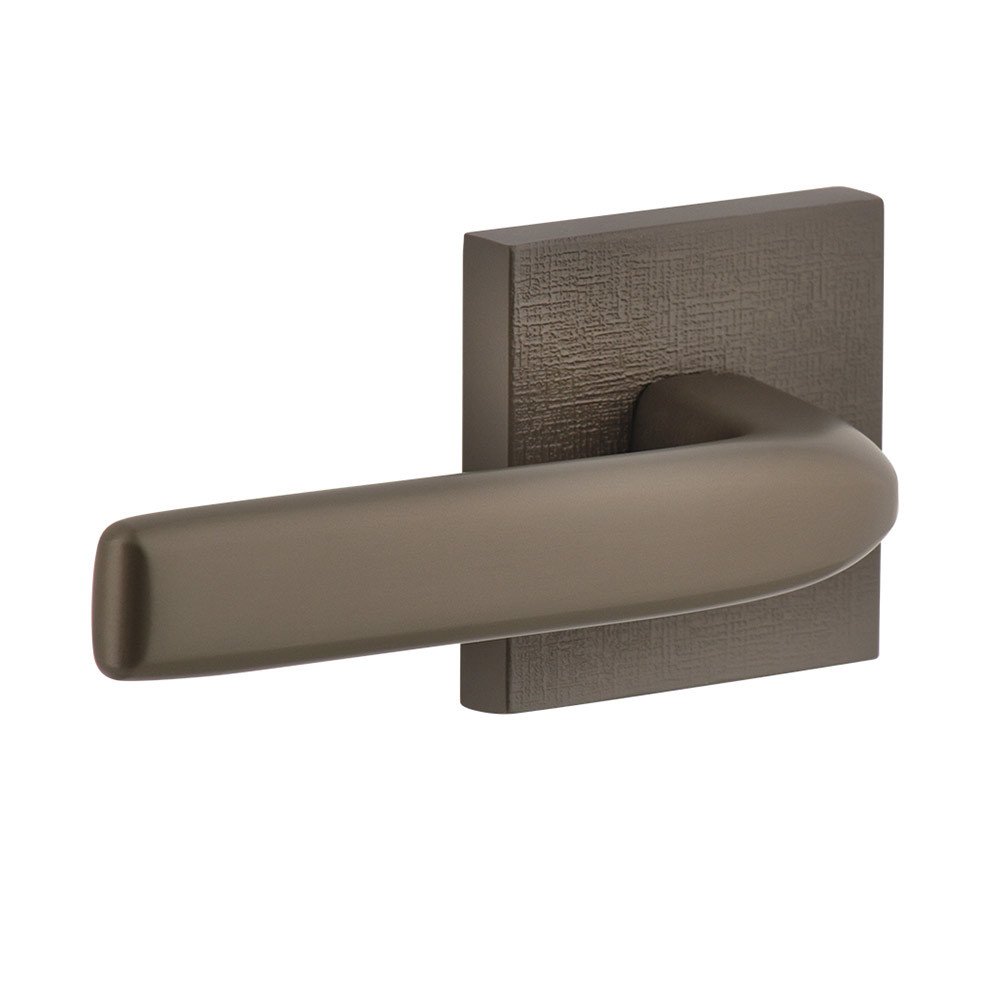 Viaggio Complete Privacy Set - Quadrato Linen Rosette with Left Handed Bella Lever in Titanium Gray