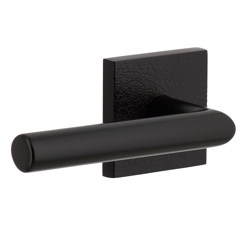 Viaggio Complete Privacy Set - Quadrato Leather Rosette with Left Handed Moderno Lever in Satin Black