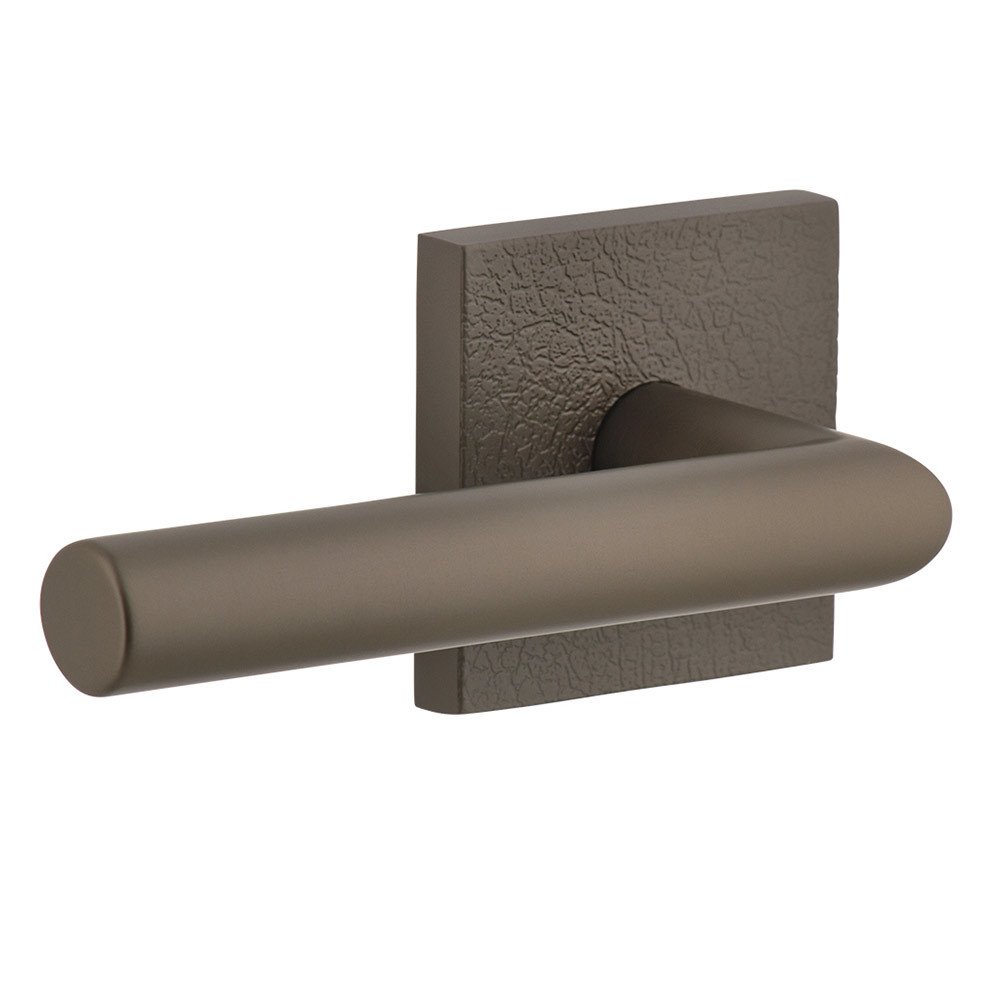 Viaggio Complete Privacy Set - Quadrato Leather Rosette with Left Handed Moderno Lever in Titanium Gray