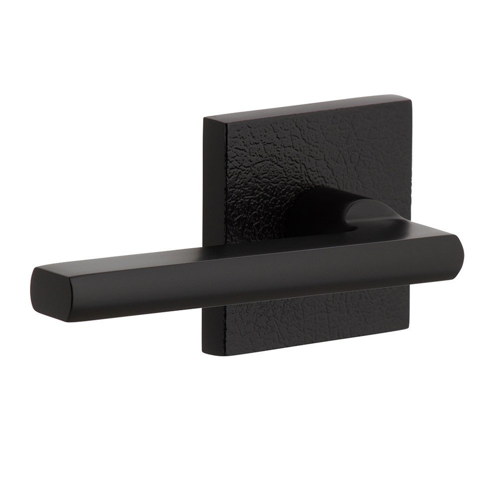 Viaggio Complete Privacy Set - Quadrato Leather Rosette with Left Handed Milano Lever in Satin Black