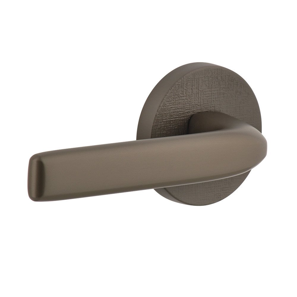 Viaggio Complete Privacy Set - Circolo Linen Rosette with Left Handed Bella Lever  in Titanium Gray