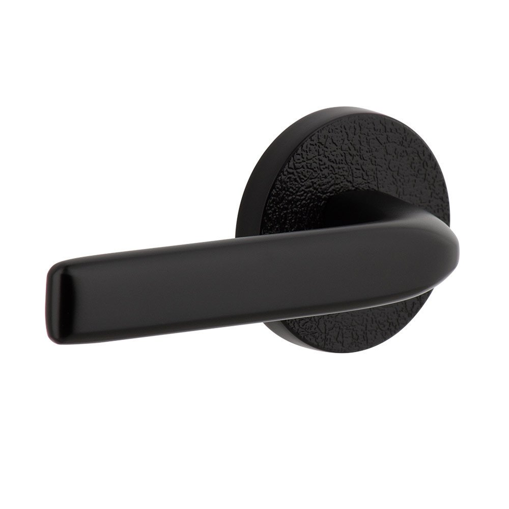 Viaggio Complete Privacy Set - Circolo Leather Rosette with Left Handed Bella Lever  in Satin Black