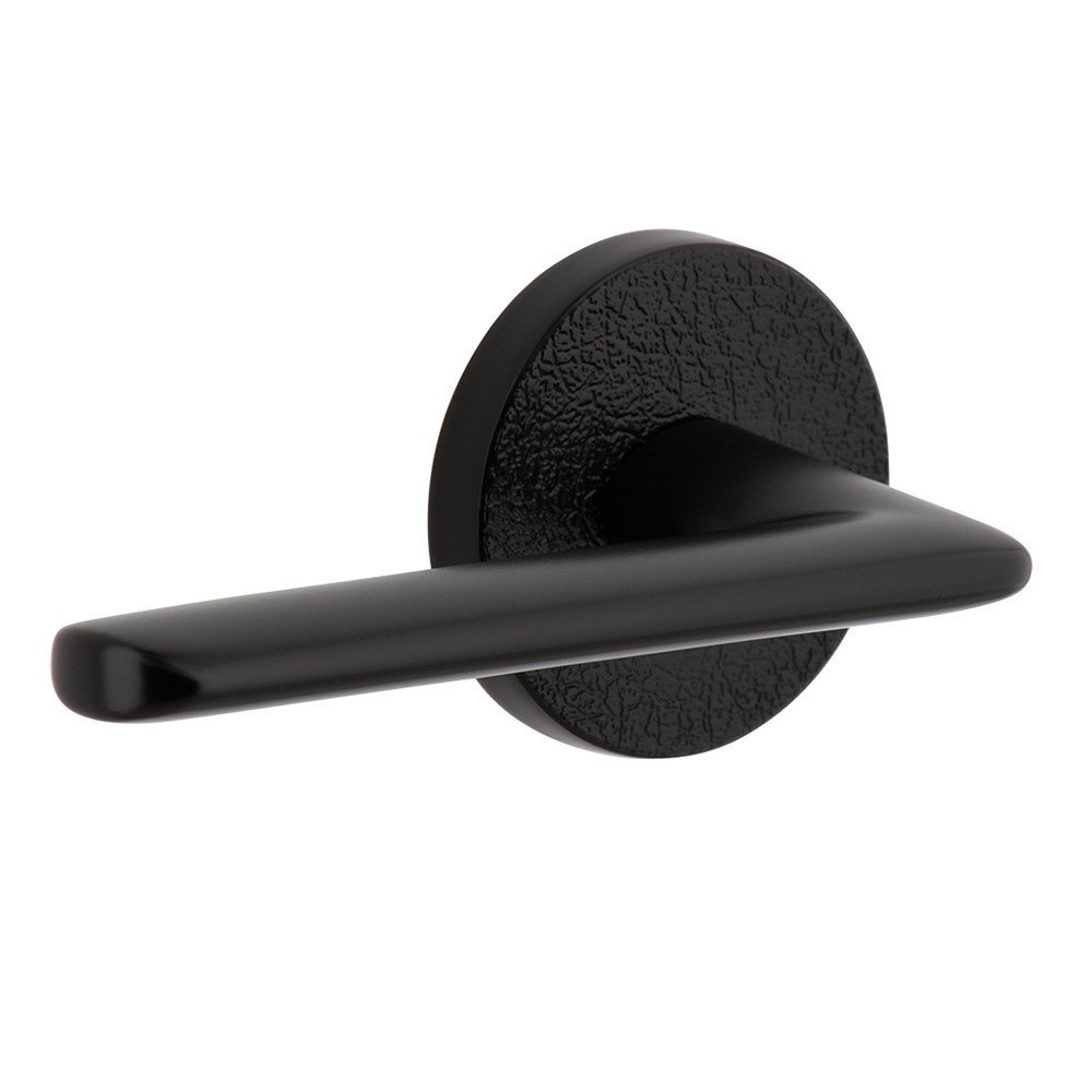 Viaggio Complete Privacy Set - Circolo Leather Rosette with Left Handed Brezza Lever  in Satin Black