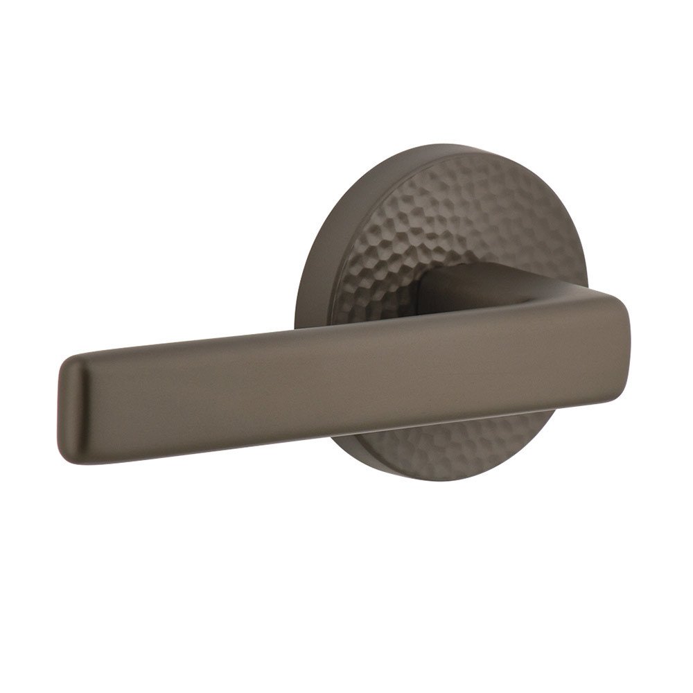 Viaggio Complete Privacy Set - Circolo Hammered Rosette with Left Handed Lusso Lever  in Titanium Gray