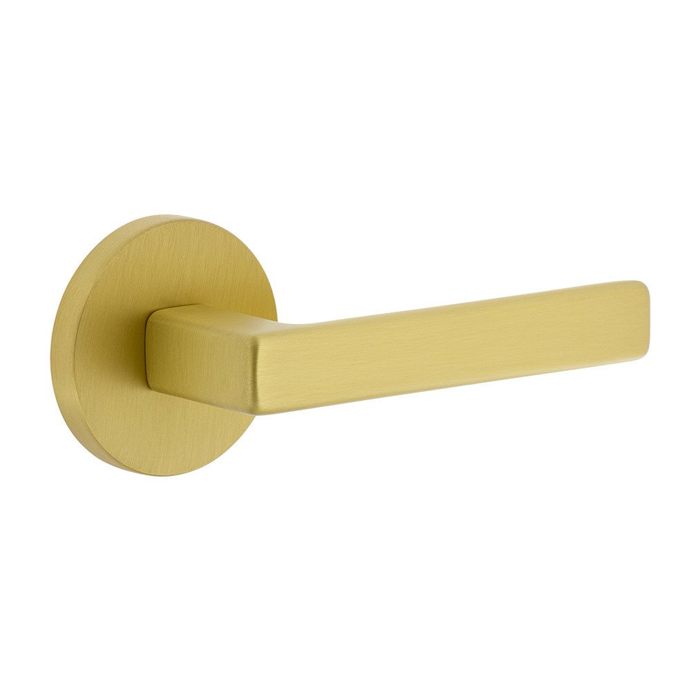 Viaggio Complete Privacy Set - Circolo Rosette with Right Handed Lusso Lever  in Satin Brass