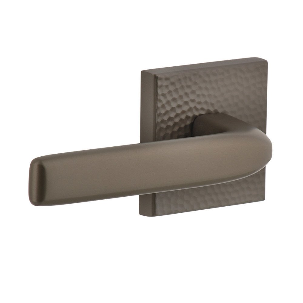 Viaggio Complete Privacy Set - Quadrato Hammered Rosette with Left Handed Bella Lever  in Titanium Gray
