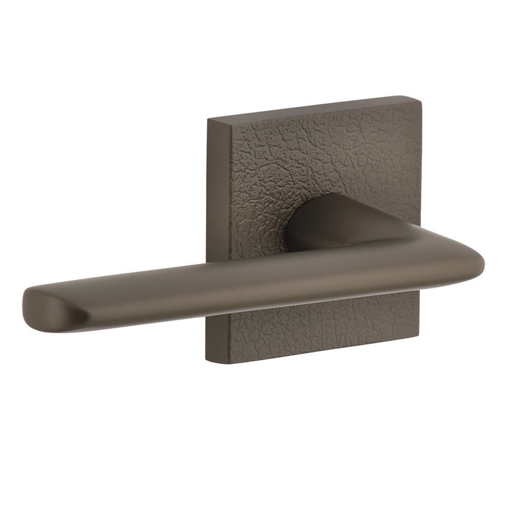 Viaggio Complete Privacy Set - Quadrato Leather Rosette with Left Handed Brezza Lever  in Titanium Gray