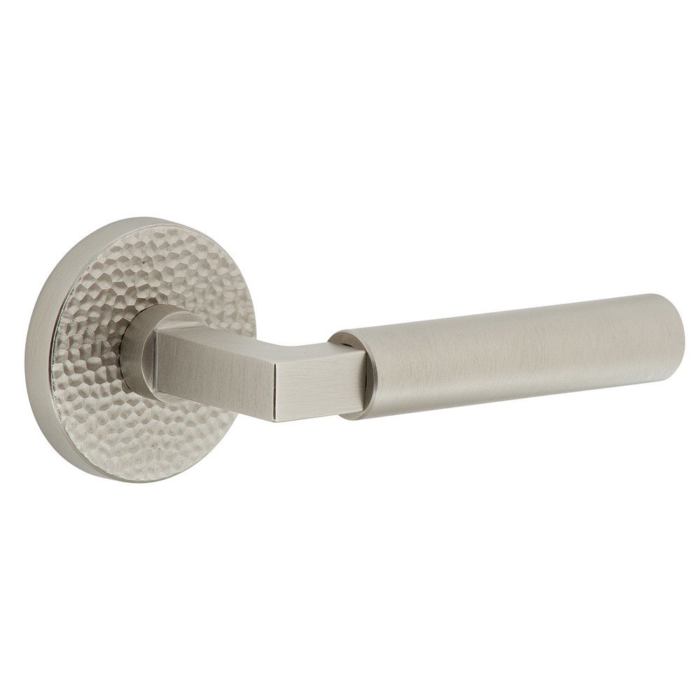 Viaggio Complete Privacy Set - Circolo Hammered Rosette with Right Handed Contempo Smooth Lever  in Satin Nickel