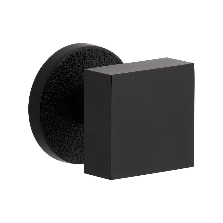 Viaggio Single Dummy - Circolo Leather Rosette with Quadrato Brass Knob in Satin Black